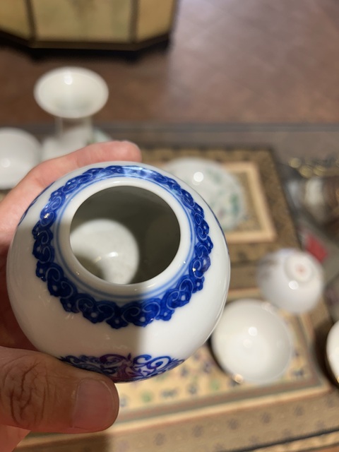 古玩陶瓷青花夔龍紋水洗真品鑒賞圖