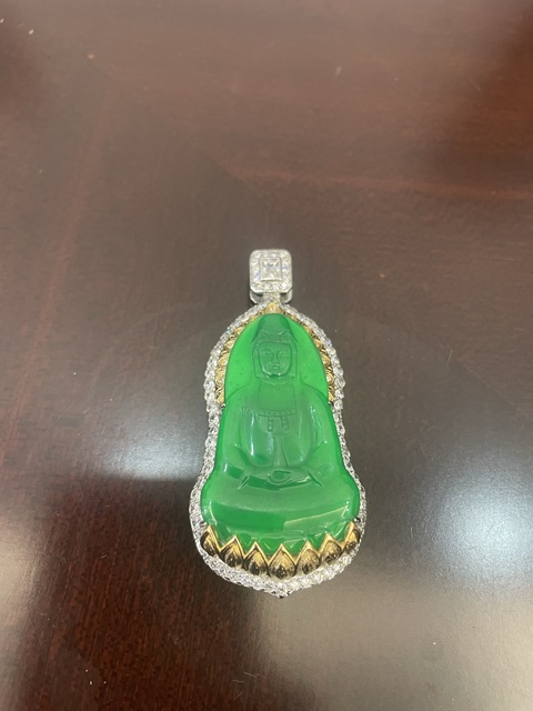 古玩玉器翡翠觀音掛件真品鑒賞圖