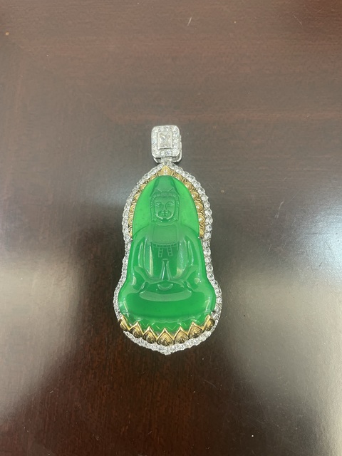 古玩玉器翡翠觀音掛件真品鑒賞圖