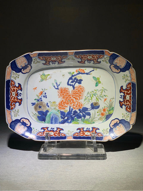 古玩陶瓷清乾隆 青花五彩洞石花蝶紋盤拍賣,當前價格5577元