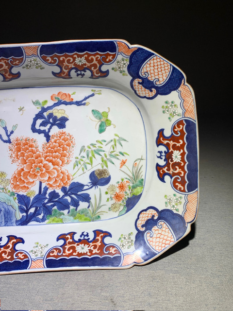 古玩陶瓷清乾隆 青花五彩洞石花蝶紋盤拍賣,當前價格5577元