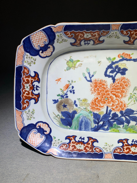 古玩陶瓷清乾隆 青花五彩洞石花蝶紋盤拍賣,當前價格5577元