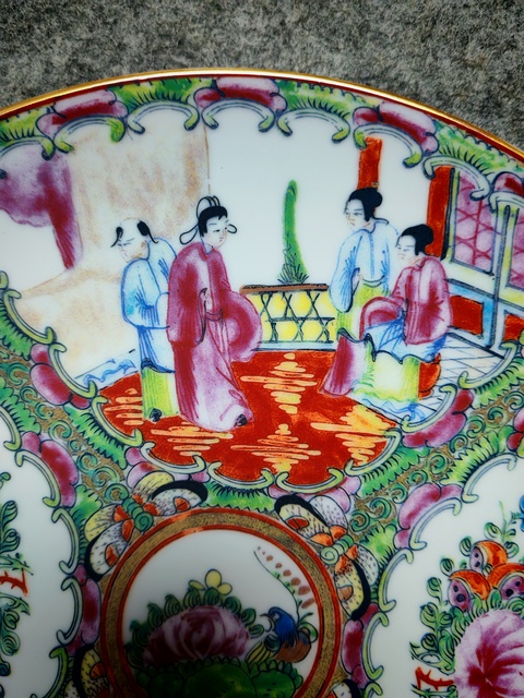 古玩陶瓷廣彩人物故事紋盤拍賣，當前價格585元
