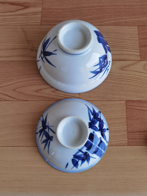 古玩陶瓷竹紋青花蓋碗拍賣，當前價格298元