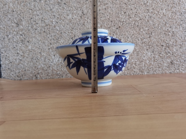 古玩陶瓷竹紋青花蓋碗拍賣，當前價格298元