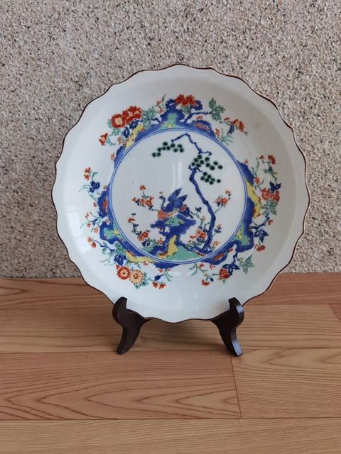 古玩陶瓷青花五彩盤拍賣,當前價格220元