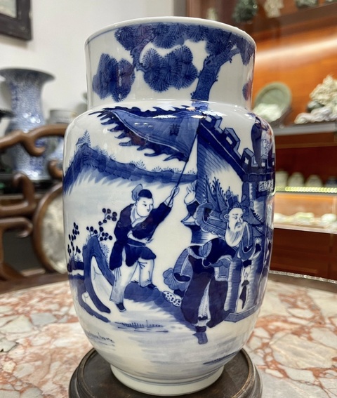 古玩陶瓷青花人物故事紋壯罐真品鑒賞圖