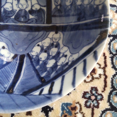 古玩陶瓷日本明治青花鬧春圖臥足碗真品鑒賞圖