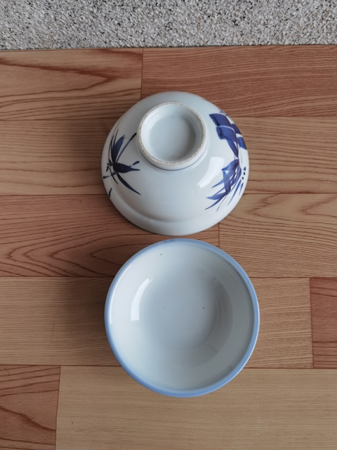 古玩陶瓷竹紋青花蓋碗拍賣，當前價格298元