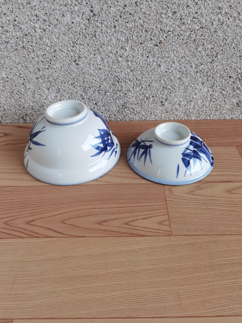 古玩陶瓷竹紋青花蓋碗拍賣，當前價格298元