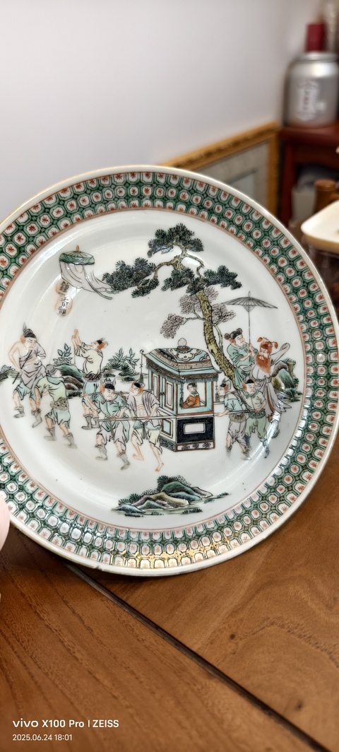 古玩陶瓷五彩人物故事盤真品鑒賞圖