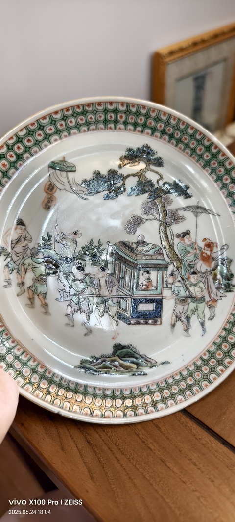 古玩陶瓷五彩人物故事盤真品鑒賞圖