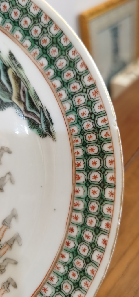 古玩陶瓷五彩人物故事盤真品鑒賞圖