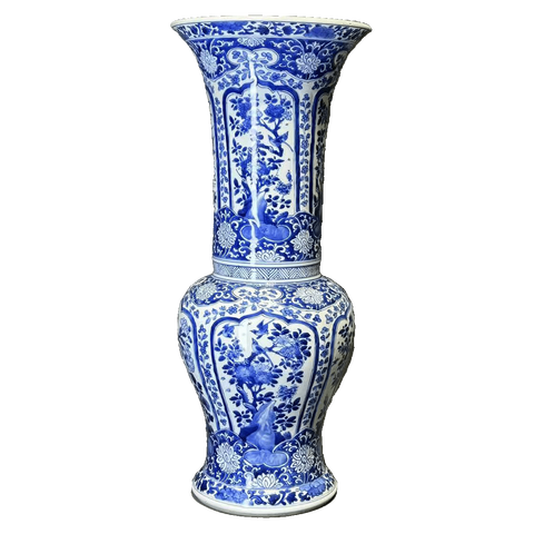 古玩陶瓷花鳥紋青花花觚真品鑒賞圖