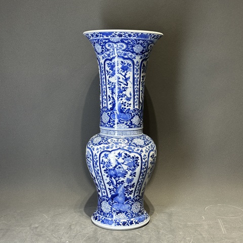 古玩陶瓷花鳥紋青花花觚真品鑒賞圖