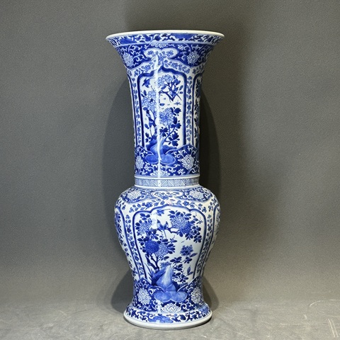 古玩陶瓷花鳥紋青花花觚真品鑒賞圖