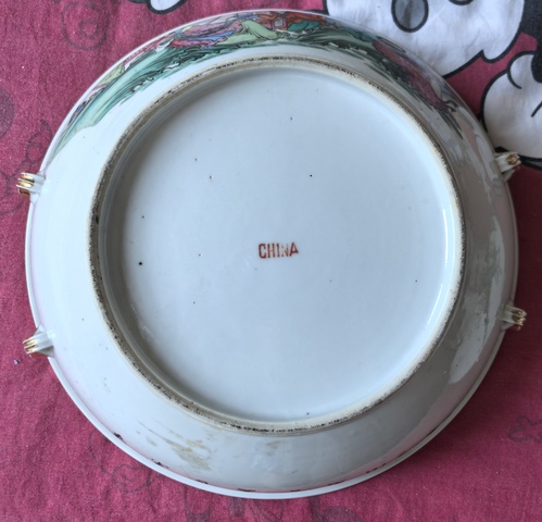 古玩陶瓷仕女紋粉彩四系湯盆真品鑒賞圖
