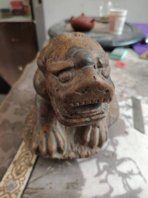 古玩雜項石雕臥獸真品鑒賞圖