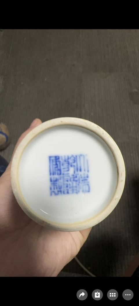 古玩陶瓷青花釉里紅花鳥紋梅瓶，模糊，偏老真品鑒賞圖
