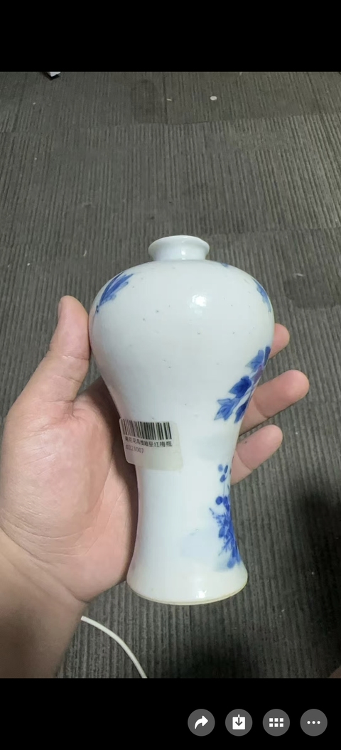 古玩陶瓷青花釉里紅花鳥紋梅瓶，模糊，偏老真品鑒賞圖