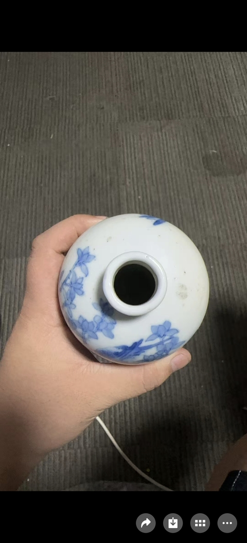 古玩陶瓷青花釉里紅花鳥紋梅瓶，模糊，偏老真品鑒賞圖
