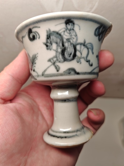 古玩陶瓷明代中期高足杯真品鑒賞圖