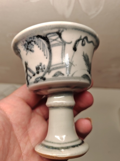 古玩陶瓷明代中期高足杯真品鑒賞圖