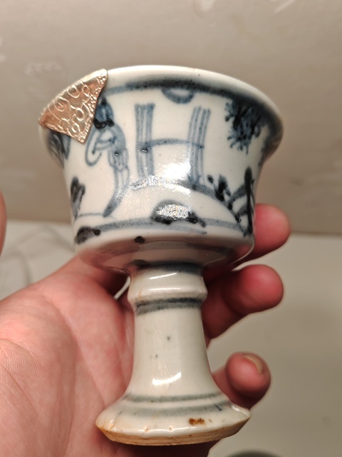 古玩陶瓷明代中期高足杯真品鑒賞圖