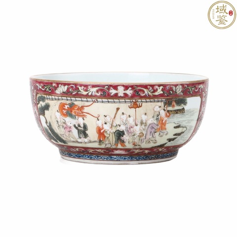 古玩陶瓷粉彩百子戲春碗真品鑒賞圖
