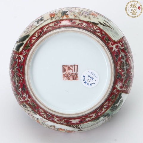 古玩陶瓷粉彩百子戲春碗真品鑒賞圖