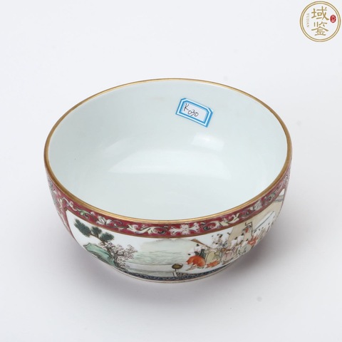 古玩陶瓷粉彩百子戲春碗真品鑒賞圖