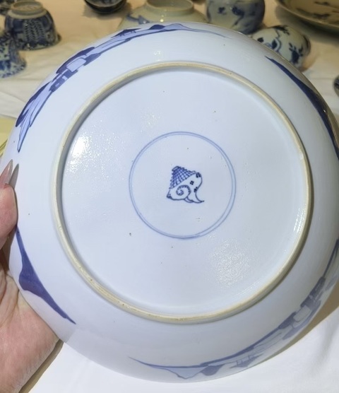 古玩陶瓷青花狩獵圖盤真品鑒賞圖