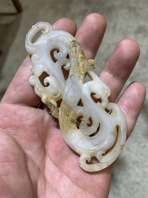 古玩玉器做舊仿古“龍鳳紋佩”真品鑒賞圖