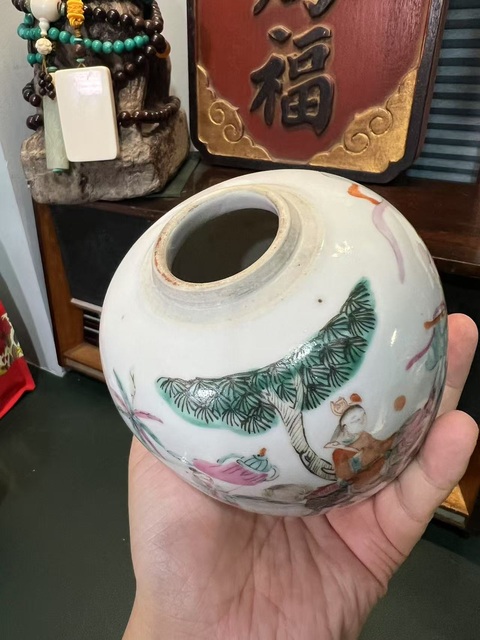 古玩陶瓷粉彩狀元還朝圖罐真品鑒賞圖