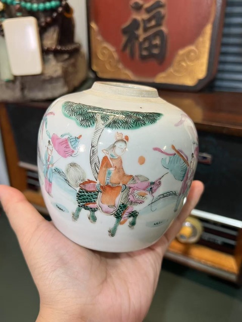 古玩陶瓷粉彩狀元還朝圖罐真品鑒賞圖