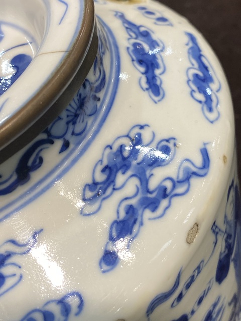 古玩陶瓷青花八仙人物提梁壺真品鑒賞圖