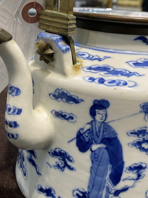 古玩陶瓷青花八仙人物提梁壺真品鑒賞圖