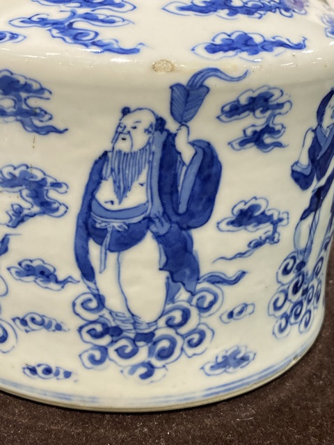 古玩陶瓷青花八仙人物提梁壺真品鑒賞圖