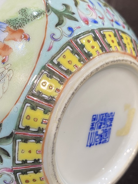 古玩陶瓷粉彩人物故事水洗真品鑒賞圖