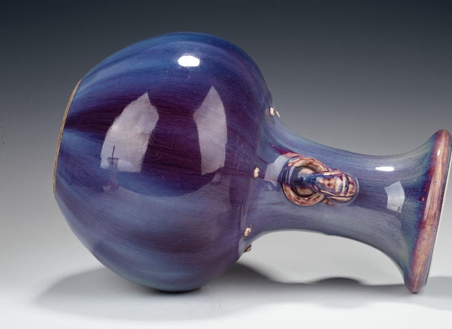 古玩陶瓷窯變釉雙耳瓶真品鑒賞圖