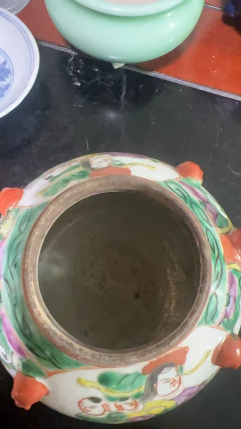 古玩陶瓷粉彩麒麟送子茶壺真品鑒賞圖