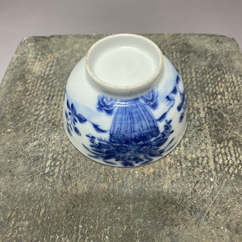 古玩陶瓷清乾隆青花花卉花青花杯拍賣，當前價格960元