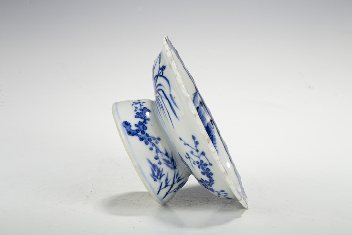 古玩陶瓷清晚·青花漁樵耕讀圖花口高足盤(pán)拍賣(mài)，當(dāng)前價(jià)格1964元