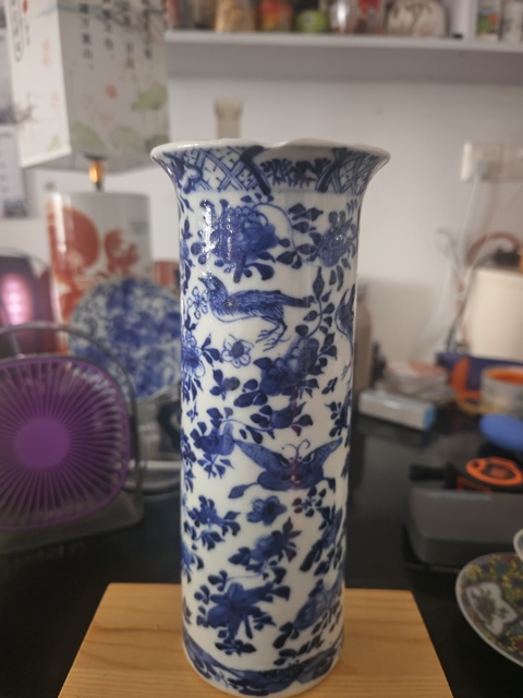 古玩陶瓷青花花鳥紋花觚拍賣,當前價格518元