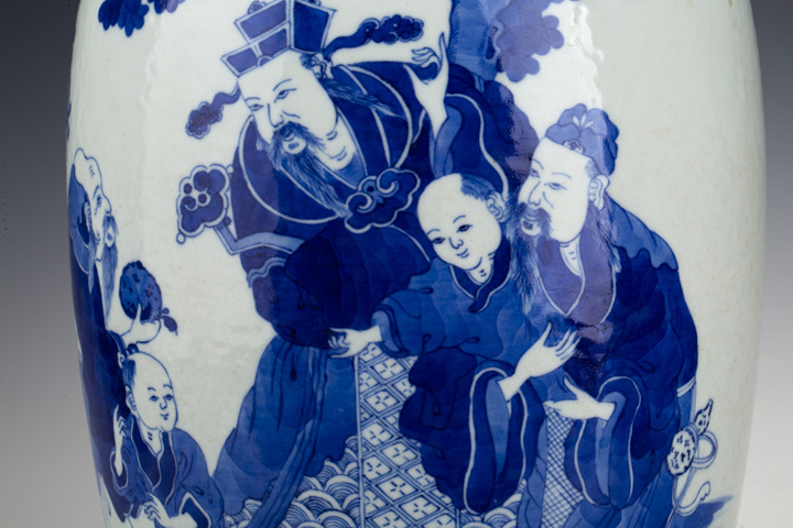 古玩陶瓷清中·青花三星高照圖撇口瓶拍賣,當前價格688元