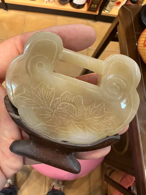 古玩玉器和田玉雕“福壽富貴”鎖佩真品鑒賞圖