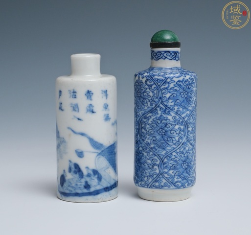 古玩陶瓷青花淡描花卉紋鼻煙壺真品鑒賞圖