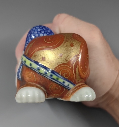 古玩陶瓷吉祥平安青花加彩珊瑚紅釉描金塑像真品鑒賞圖