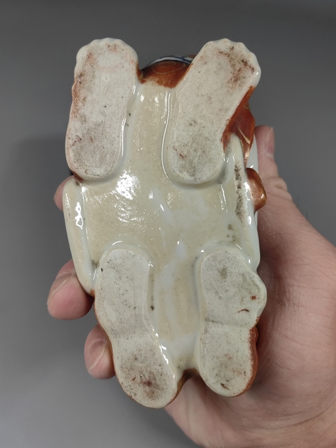 古玩陶瓷吉祥平安青花加彩珊瑚紅釉描金塑像真品鑒賞圖