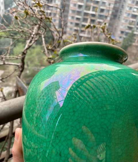 古玩陶瓷綠哥釉太白尊真品鑒賞圖